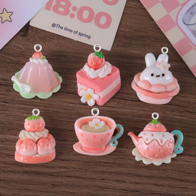 Resin Art Box - 10pcs Cartoon sweet Pink series strawberry
