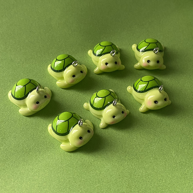 Resin Art Box - 10pcs Funny Green Turtle Resin Charms