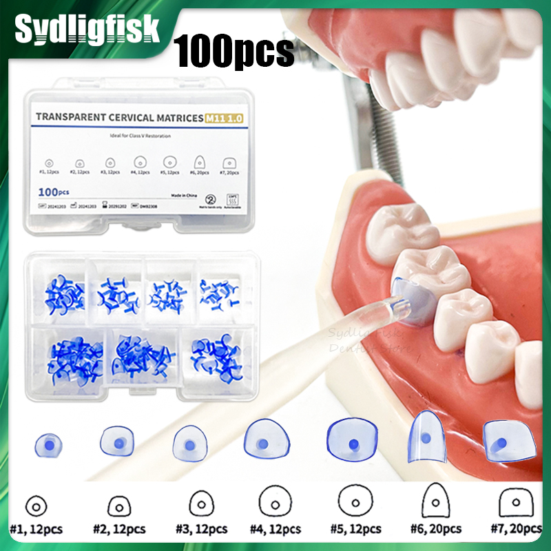 Resin Art Tool Kit - 100Pcs/Set Dental Matrix Blue Transparent Cervical