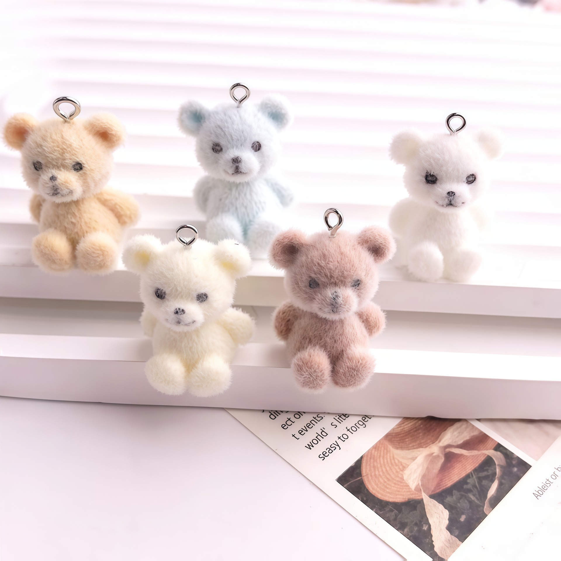 5pcs 3D Flocked Bear Resin Cha - Resin Art Engagement review and price