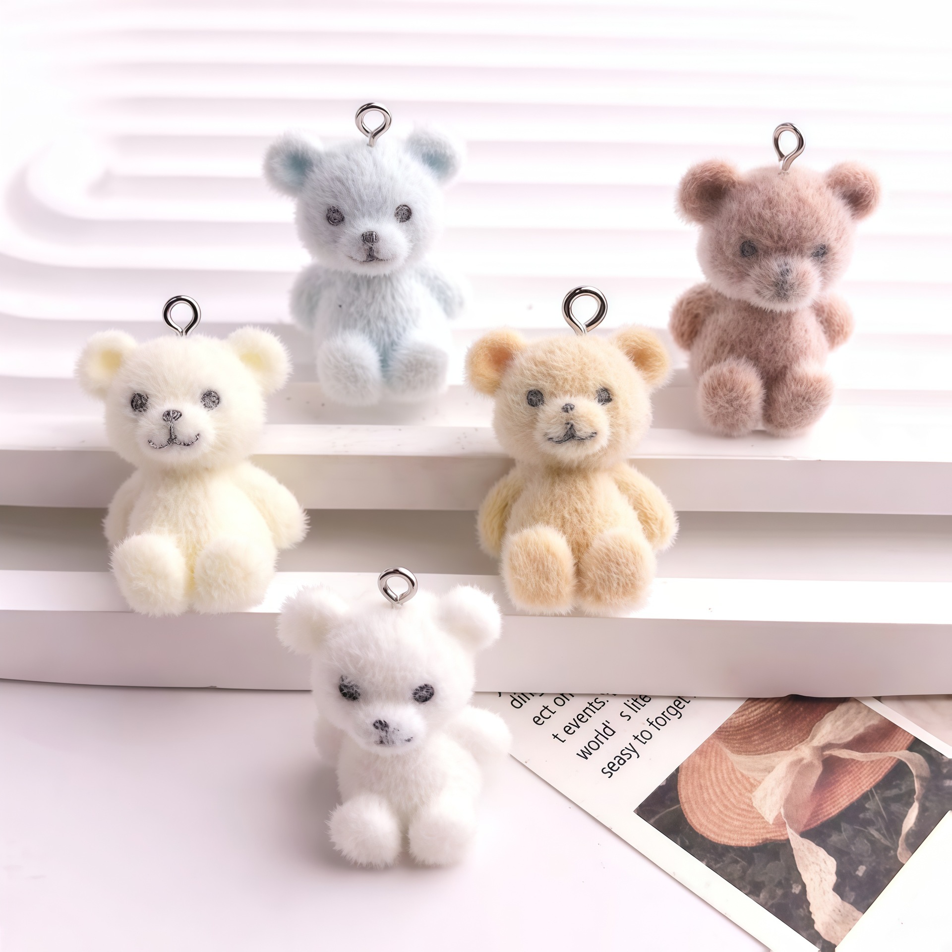 5pcs 3D Flocked Bear Resin Cha - Resin Art Engagement review and price