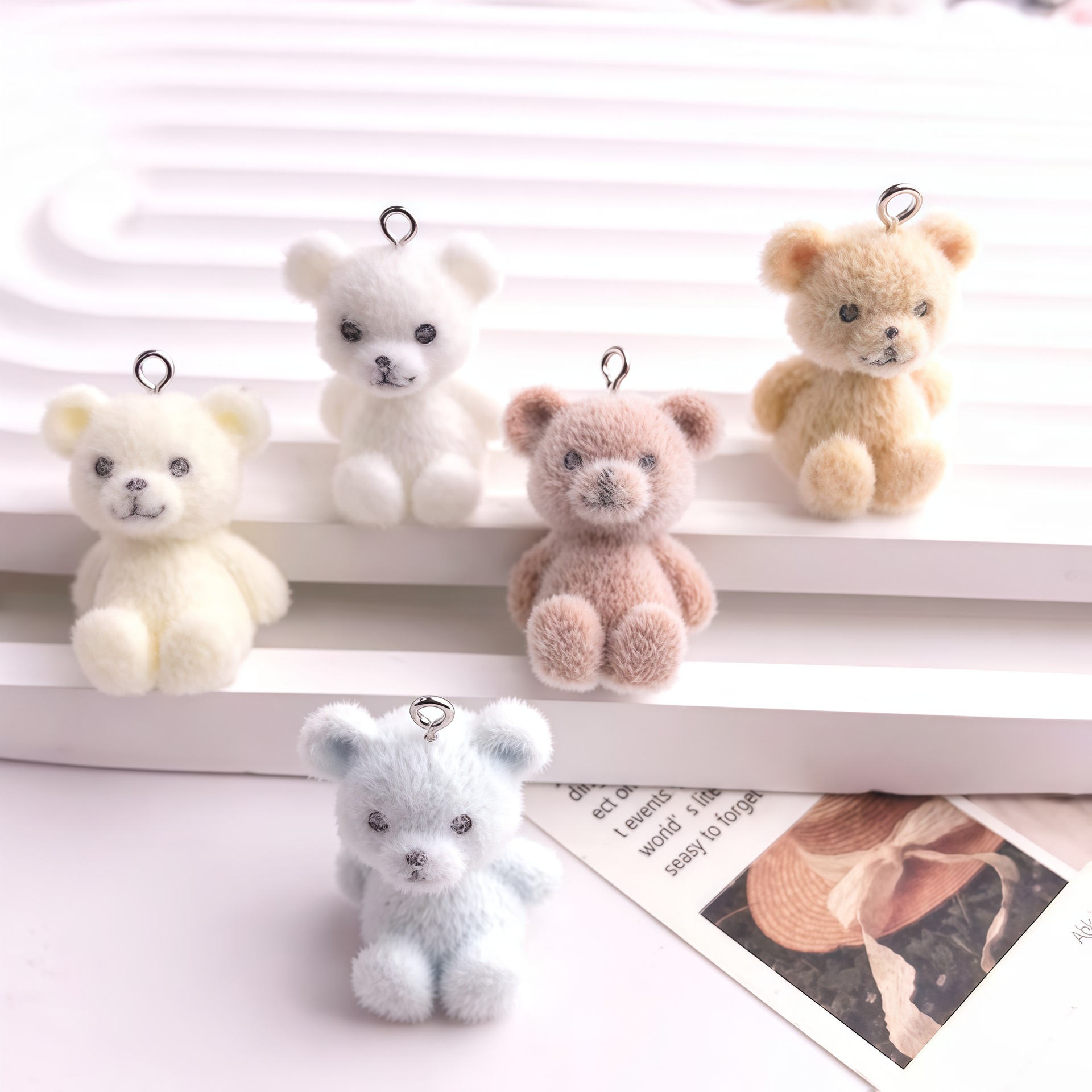 5pcs 3D Flocked Bear Resin Cha - Resin Art Engagement review and price