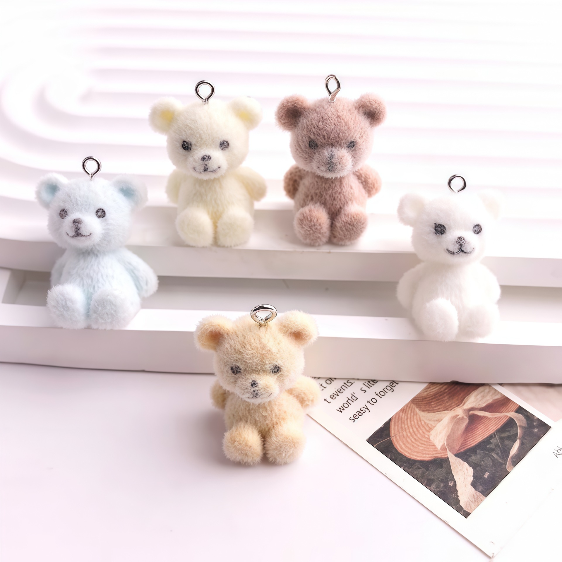 5pcs 3D Flocked Bear Resin Cha - Resin Art Engagement review and price