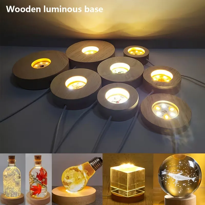 Wood Round LED Night Light Bas - Resin Art Stand review and price